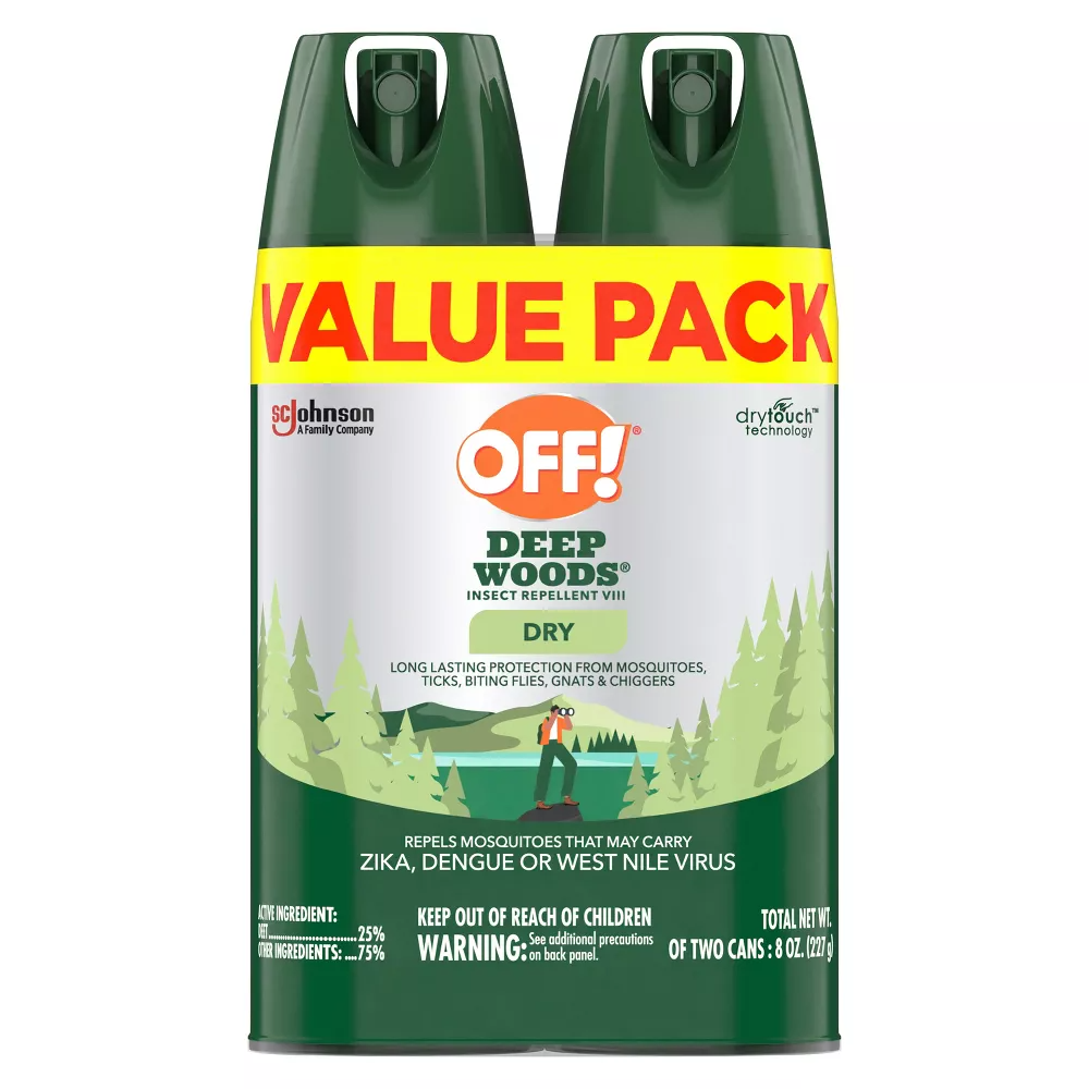 Off Deep Woods Insect Repellant VIII Dry, 2 Ea